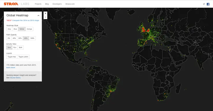 Strava Labs: Global Heatmaps (Route Discovery Tool)